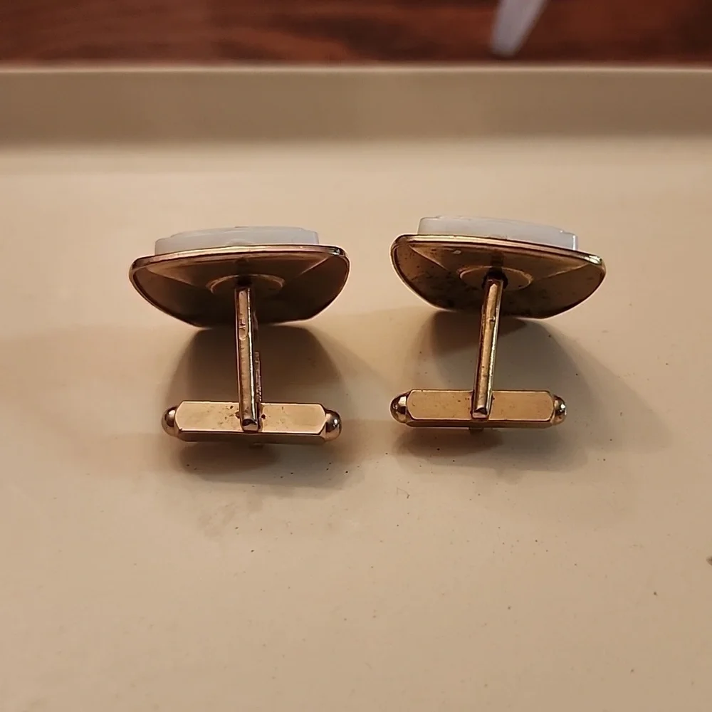 Cuff Links Men's Vintage Blue and White